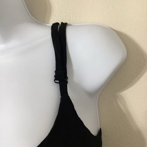 Reformation Black Slinky Dainty Gauzy Stappy Grunge Square Neck Slip Dress Med - Picture 6 of 11